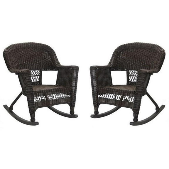 Pemberly Row Rocker Wicker Chair in Espresso (Set of 2)