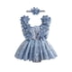 thumbnail image 1 of Conjunto de verano para bebé niña, pelele de malla con bordado floral y diadema con lazo, 2 piezas., 1 of 9