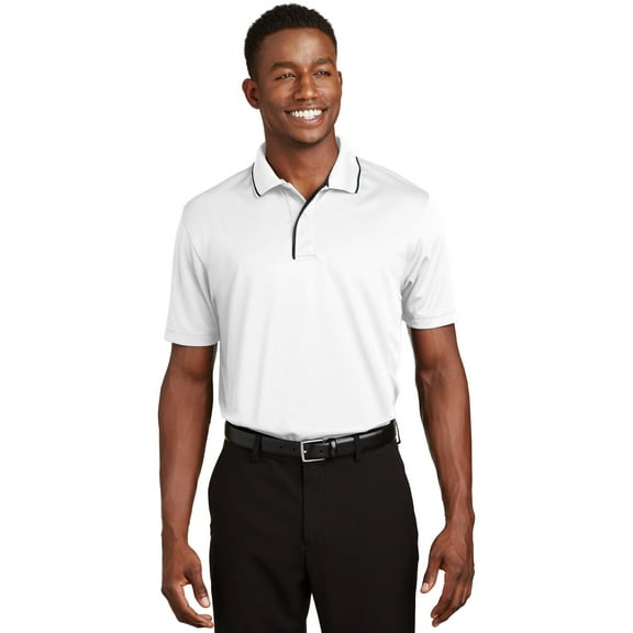 Sport-Tek Polo with Tipped Collar and Piping (K467) White/Black, L