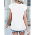 thumbnail image 6 of Women Tops Cap Sleeve Textured Dressy Casual V Neck Shirts Summer Business Work Blouses Outfits White XL, 6 of 8