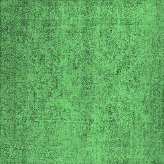 Ahgly Company Indoor Square Oriental Emerald Green Industrial Area Rugs, 8' Square