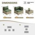 thumbnail image 3 of POTEBAN 5 Pieces Outdoor Sectional Conversation Sets with Sofa and Table, Grey Rattan Wicker Sofa Set with Cushions for Backyard, Green, 3 of 9