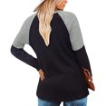 thumbnail image 4 of Camisa de mujer con cuello en V Color de contraste Camiseta interior de manga larga Poliéster para Otoño Invierno, 4 of 6