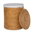 thumbnail image 2 of Kouboo Loma Round Rattan Hamper And Laundry Basket With Removable Liner, Handmade Wicker Laundry Basket With Lid, Honey Brown, 2 of 11