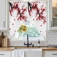 thumbnail image 6 of Red Flowers Swag Valances for Windows, Kitchen Window Curtains Over Sink, Chinese Plum Traditional Ink Painting Window Treatment Curtains for Living Room/Bedroom Curtains 2 Panel Sets 36"x45", 6 of 8