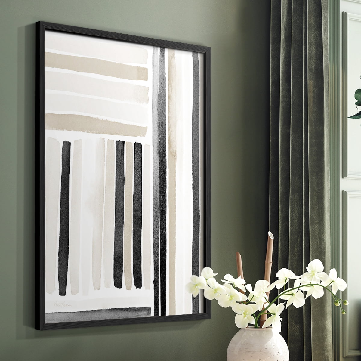 Neutral Lines I in Black Solid Wood 11 x 14 Framed Print