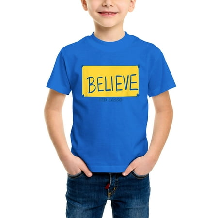 

Envmenst Boys Short Sleeve T-Shirt Ted Lasso Believe Words Yellow Sign Fashion Graphic Kids Girls Unisex Cotton Tees Casual Top