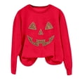 thumbnail image 5 of Trendfront Womens Halloween Pumpkin Face Sweatshirts Crewneck Long Sleeve Rhinestone Graphic Jack O Lantern Design Casual Fall Pullover Tops, 5 of 5
