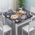 thumbnail image 3 of Pioneer Flower Floral Print Pattern Square Fitted Tablecloth with Elastic Edge,Square Table Cover,Washable Elastic Table Cover for Home Kitchen Party Decor 34"x34", 3 of 6