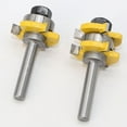 thumbnail image 3 of 2Pcs 1/4 Inch Shank 3-Teeth Tongue Groove Router Bit Set Woodworking Cutter Tool, 3 of 7