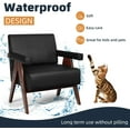 thumbnail image 3 of Coewske Modern Comfy Accent Chair Faux Leather Comfy Leisure Arm Chair w/ Wood Frame Home Office Black, 3 of 8