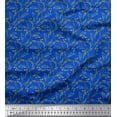 thumbnail image 1 of Soimoi Blue Heavy Satin FabricLeaves Print Fabric by the Yard 54 Inch Wide, 1 of 3