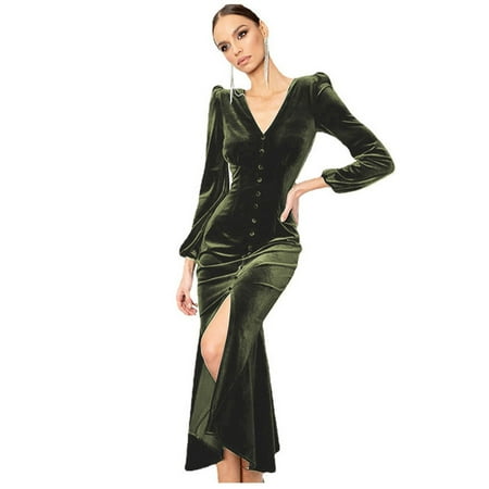 

Yohome Ladies V-neck Shoulder Pad Long Sleeve Dress Autumn Women s Intellectual