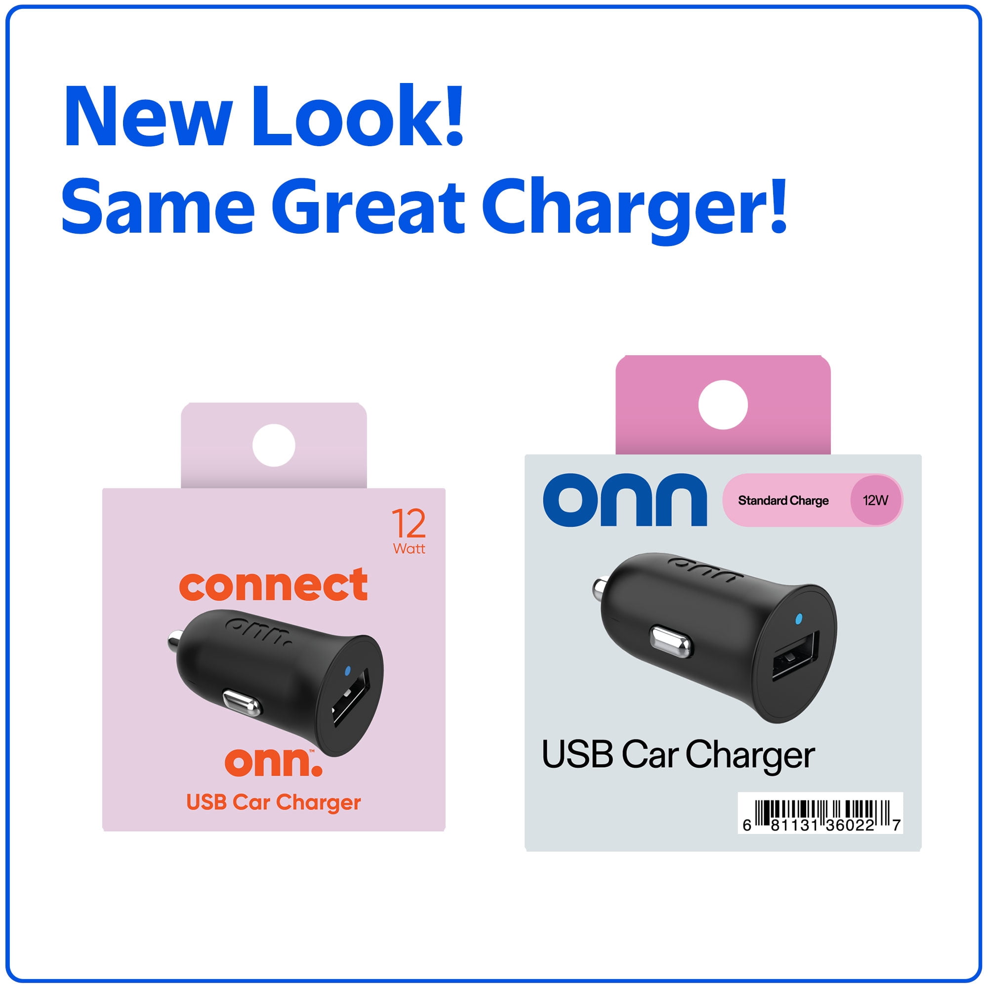 onn 12W USB-A Port Car Charger for Cigarette Lighter, Black