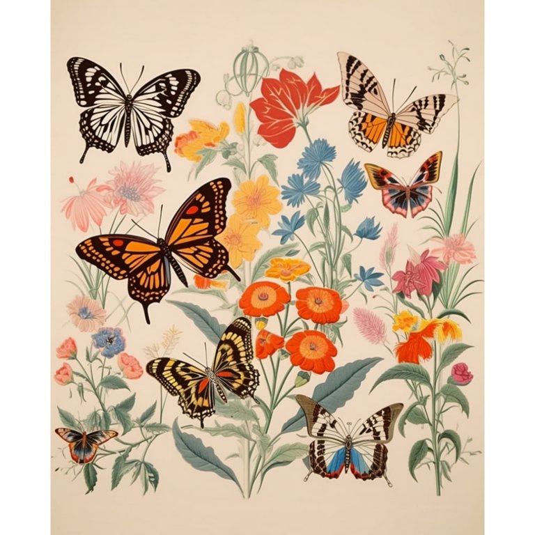 TISHIRON Butterflies and Flowers Diamond Art Painting Kit
