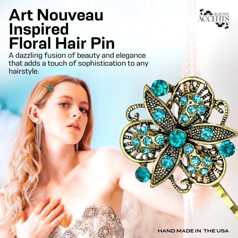 Elegant Gold and Blue Hair Clip Amazon.com : Elegant Blue Tulip Metal Gold Hair Claw Clips  main image 3