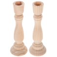 thumbnail image 3 of 2pcs Rustic Wood Candle Holders Wooden Taper Stand Decorative Desktop Candlesticks, 3 of 5