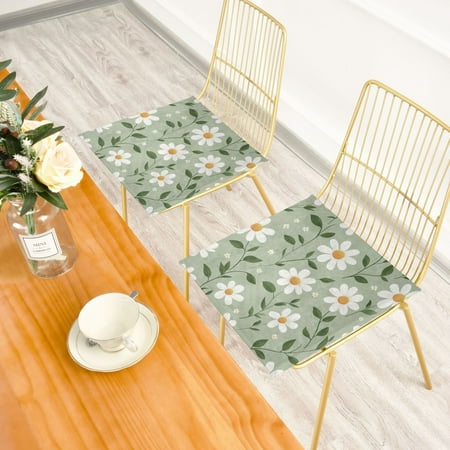 

A Seamless Pattern Of White Daisies Seating Cushion 15.7×15.7in Double-sided Printed Velvet Cushion Cover Square Memory Foam Cushion for All Seasons