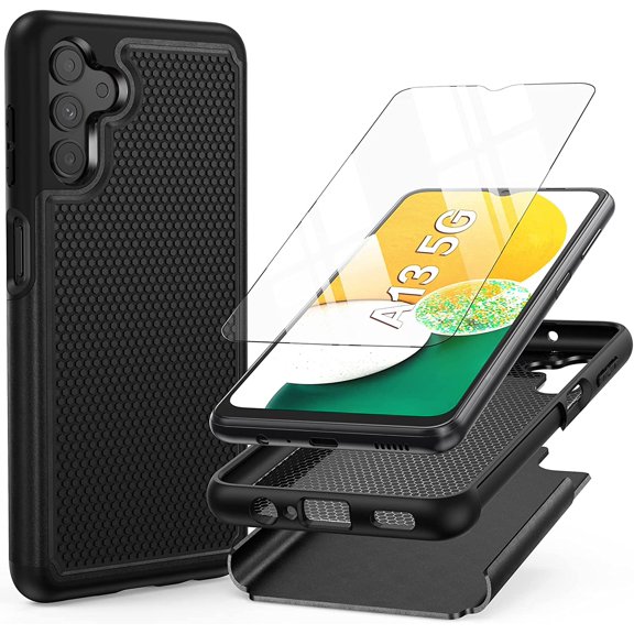For Samsung Galaxy A13 5G Shockproof Hybrid Dual Layer TPU with Ring Stand Metal Kickstand Heavy Duty Rugged Armor Shell Phone Case Cover by Xpression [Red]