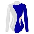 thumbnail image 4 of ZALDITA Long Sleeve Gymnastic Leotard for Women Rhinestone Sheer Mesh Ballet Dance Bodysuit White&Royal Blue S, 4 of 7