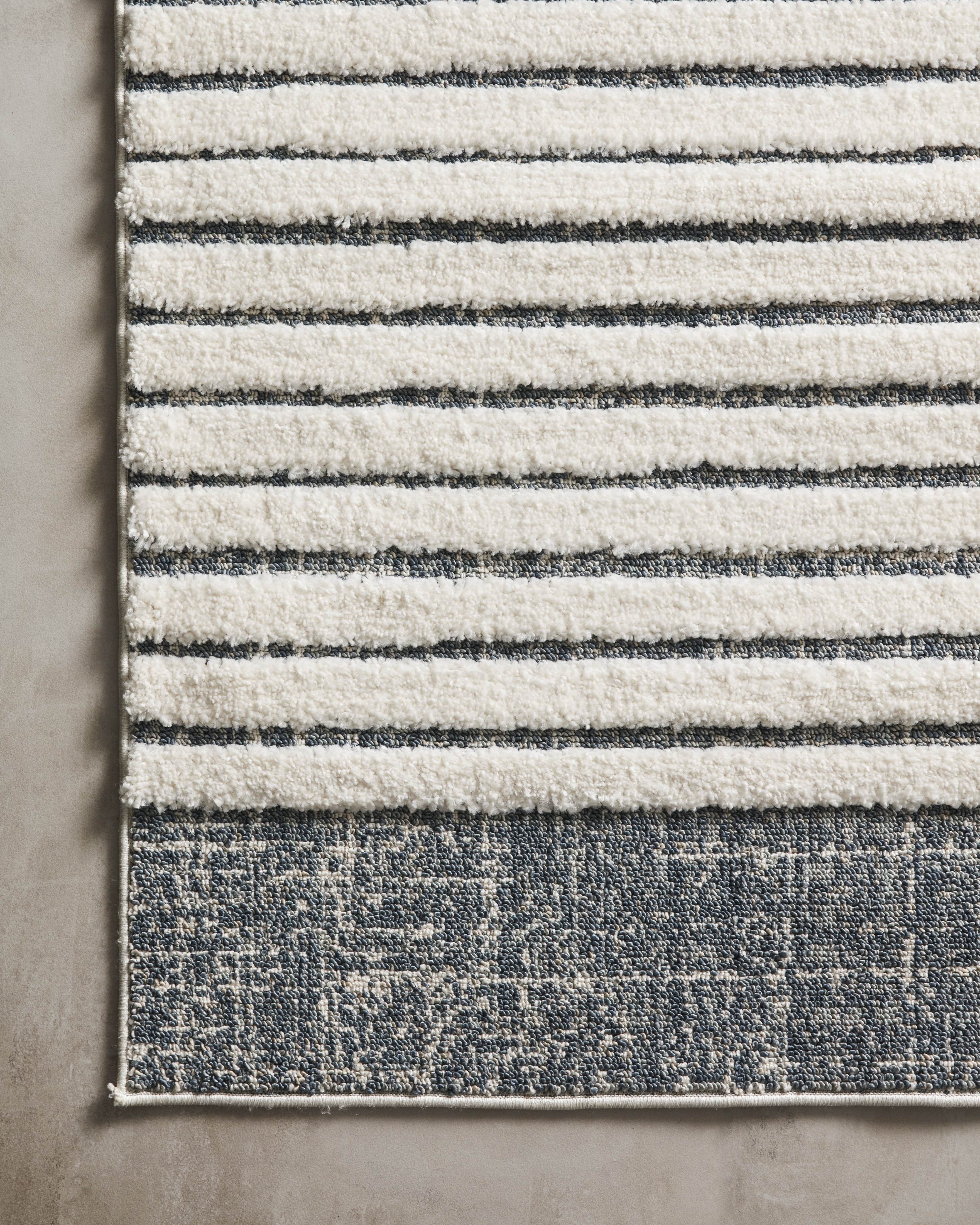 Loloi Hagen HAG-01 White / Ocean Striped Area Rug 18" x 18" Sample Swatch