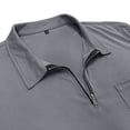 thumbnail image 6 of SeCaotees Men's Short Sleeve Quarter Zip Polo Shirt Turn‑Down Collar Slim Fit Soft Stretchy Knit Fabric For Dating Weekend Outdoor Daily Wear Tops Gray,S, 6 of 7