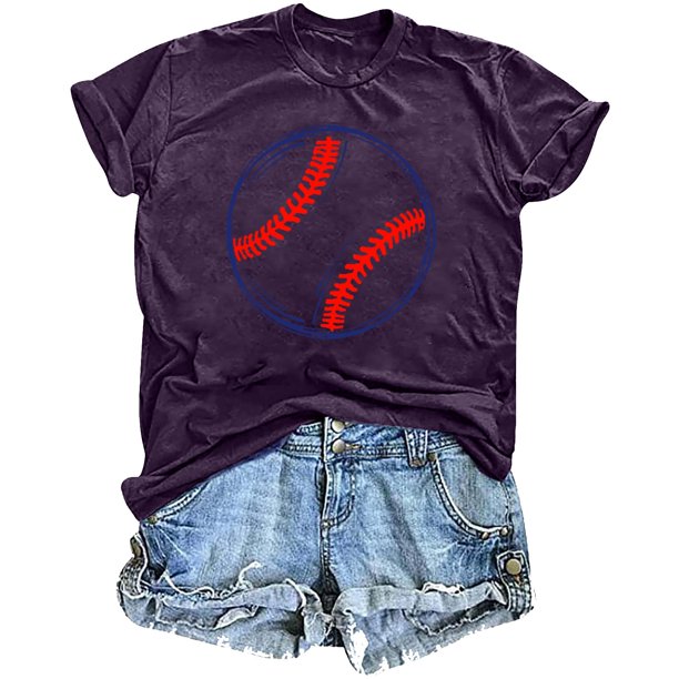 Mujeres Impreso Casual Top, Manga Corta Crew Cuello Blusa para la Primavera Y el Verano Desgaste, Ligero Imitación Algodón Moda Tee