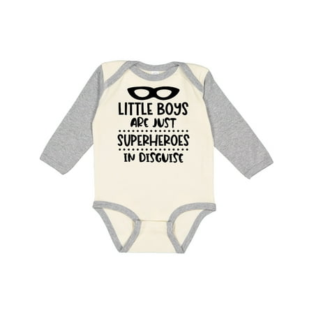 

Inktastic Little Boys are Just Superheroes in Disguise with Mask Gift Baby Boy Long Sleeve Bodysuit