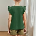 thumbnail image 4 of Gamivast My Orders at Walmart Girls Shirts Ruffle Short Sleeve Summer Cute Casual Crewneck Tops Blouse Tee Plain Solid Kids Casual Clothes Green Cancel Order, 4 of 8