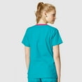 thumbnail image 2 of Wink WonderFLEX Patience - Women's Curved Notch Neck Scrub Top, Aqua, XS, 2 of 4