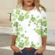 thumbnail image 5 of Xuyuer St Patricks Day Shirt Women Irish Shamrock 3/4 Sleeve Tshirts St Paddys Day Tee Tops Funny Green Shamrock Printed Graphic Saint Patrick's Basic Tee Tops, 5 of 7