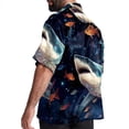 thumbnail image 3 of Starry Shark Men's Short Sleeve Beach Shirts, Casual Printed Poplin Button Down, Unisex Summer Hawaiian Shirt, 3 of 6