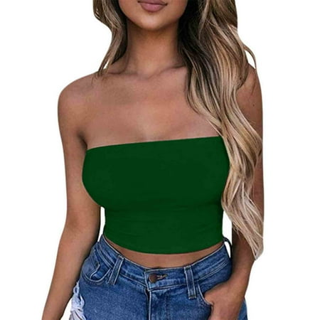 BinBiL Bras Panties for women Clearance Womens Padded Bandeau Sports Tube Top Bra Strapless Wireless Solid Seamless Yoga Workout Bralette