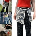 thumbnail image 3 of Women Korean See Through Layering Half Skirt Hip Scarf Vintage Flower Lace Hip Covering Side Button Up Short Apron Skirt, 3 of 9