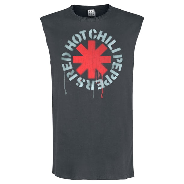 Amplified - Camiseta Sin Mangas Stencil Asterix Red Hot Chili Peppers para Hombre (Carbón)