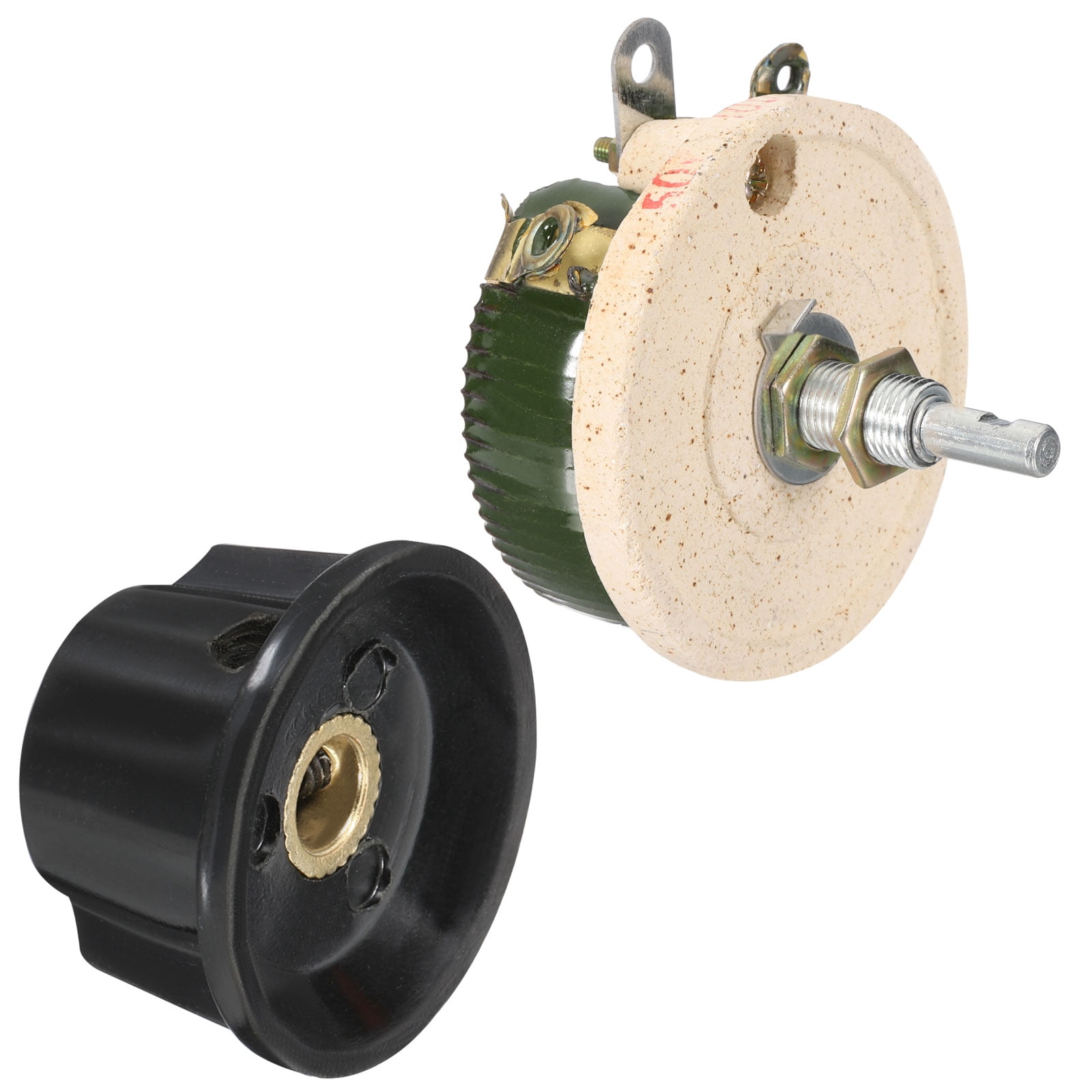 50W 1 Ohm Rheostat, Ceramic Rheostat Adjustable Resistor High Power Wirewound Potentiometer Variable Resistor with Variable Control  Knob Cover
