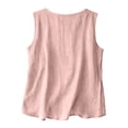 thumbnail image 4 of Lumtrix Dressy Tank Tops For Women V Neck Cotton Linen Shirts Sleeveless Summer Tunic Top Loose Fit Lightweight Casual Blouses Pink 2XL, 4 of 4