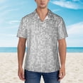 thumbnail image 2 of Balery Silver Mosaic Camisas hawaianas de manga corta para hombre, camisas playeras de corte holgado, camisas de vacaciones con botones,XX-Large, 2 of 7