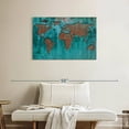 thumbnail image 2 of Elephant Stock Impression World Map Wall Art - Horizontal Canvas Wall Art - Living Room Wall Decor - Map Canvas - Teal And Brown Decor - 36" x 24", 2 of 4