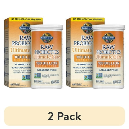 (2 pack) Garden of Life Raw Probiotics Ultimate Care 100 Billion Cfu 30 Veg Caps