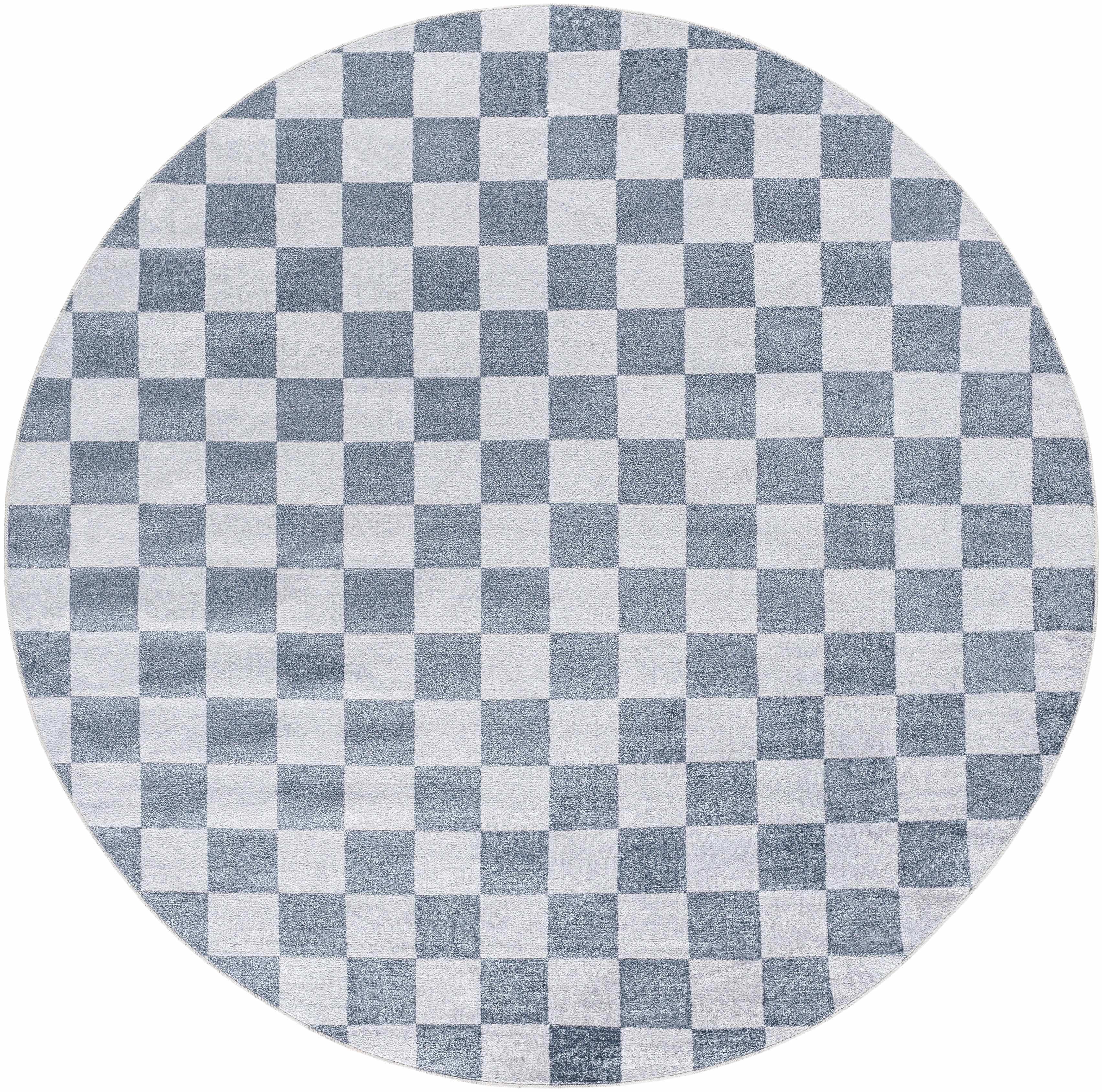Hauteloom Alia Living Room, Bedroom Machine Washable Area Rug - Farmhouse - Ivory, Blue, Gray - 6'7" Round