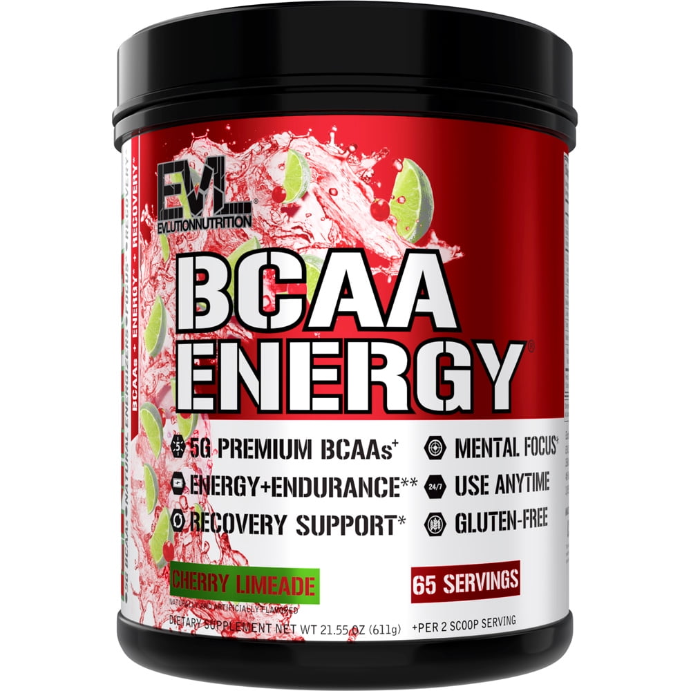 BCAA Powder - Evlution Nutrition Pre Workout BCAA Energy Powder 65 Servings - EVL BCAA Amino Acids Endurance & Muscle Recovery Drink - Cherry Limeade with Vitamin B12 & Vitamin C