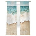 thumbnail image 2 of Abstract Beach Waves Sheer Curtains 108 Inches Long 2 Panels Retro Watercolor Blue Ocean Light Filtering Semi Sheer Window Curtains Drapes for Bedroom Living Room 52"x108", 2 of 7
