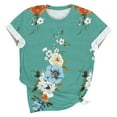 thumbnail image 5 of HONHUZH Womens Shirts Clearance 2025 Summer Tops Floral Graphic Crew Neck Blouse Short Sleeve Plus Size, 5 of 5