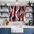 thumbnail image 2 of Red Stripe Kitchen Curtains 63 Inch Length, Grey White Ombre Geometric Modern Abstract Grommet Top Bedroom Living Room Curtains, Light Filtering Cafe Curtain Drapes 2 Panels Set 84''x63'', 2 of 9