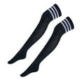 thumbnail image 4 of Ladies Knee Socks with Stripes And Rhinests, Cotton Overknee Socks Long Women Socks 65cm - Black with White Stripe, free size, 4 of 10