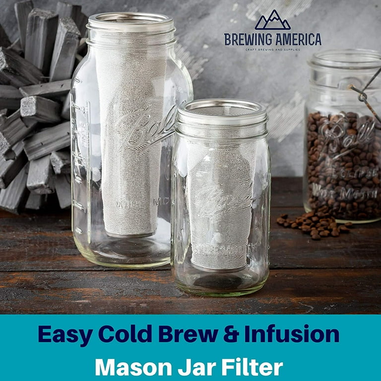 Cold Brew Filter for Mason Jar Wide Mouth Coffee Maker - 1 Quart (32  Ounces), Teal by Brewing America 