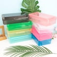 thumbnail image 2 of Hard Plastic Pencil Box, 1 Pack, Snap Closure Storage Case, Assorted Color Crayon Holder, Office Supplies for Teens & Adults, 8x5in, Pink, 2 of 9