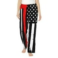 thumbnail image 2 of Picia Firefighters USA Flag Womens Soft Woven Cotton Elastic Waistband Sleep Pajama Pant Lounge Sleep Pant With Pockets And Drawstring-Small, 2 of 9