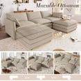 thumbnail image 3 of Muumblus Sectional Cloud Couch with Reversible Ottoman, L-Shaped Chenille Sofa for Living Room, Camel, 3 of 7